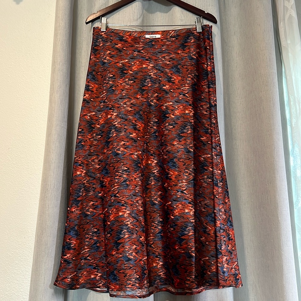 Bar III Red and Orange Maxi A-Line Skirt